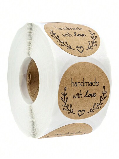 500pcs/Roll Brown Kraft Paper Handmade Stickers Back To School