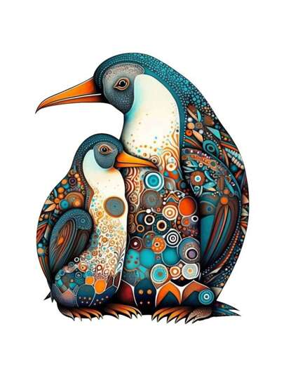 2 Piezas Rompecabezas De Pingüinos De Madera Para Adultos, Rompecabezas Único Con Forma De Animal, Regalo Ideal Para Halloween, Navidad Y Cumpleaños Para Jugar Con Familiares Y Amigos