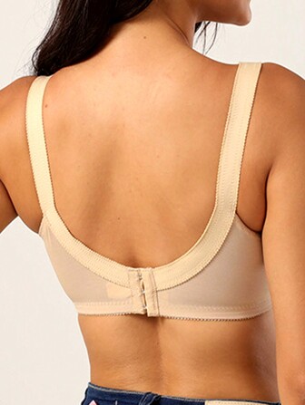 女士薄款日常文胸加大码支撑全罩杯文胸无钢圈蕾丝透明舒适无缝文胸，提升