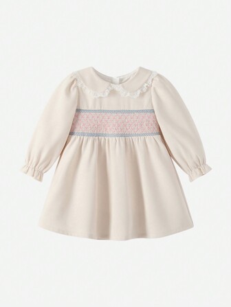 米白色拼接女童秋季裙子