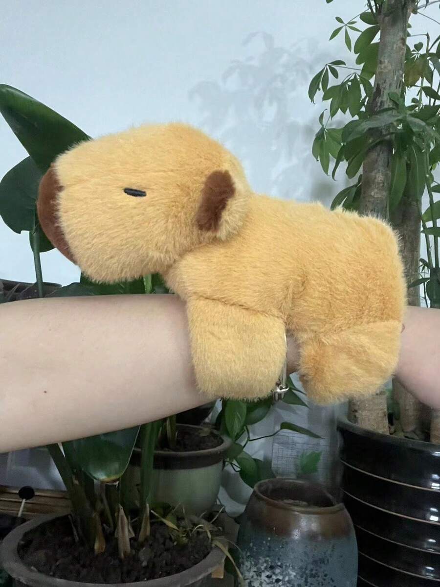 1 件裝卡通水豚毛絨玩具娃娃腕帶,創意可愛,20 厘米