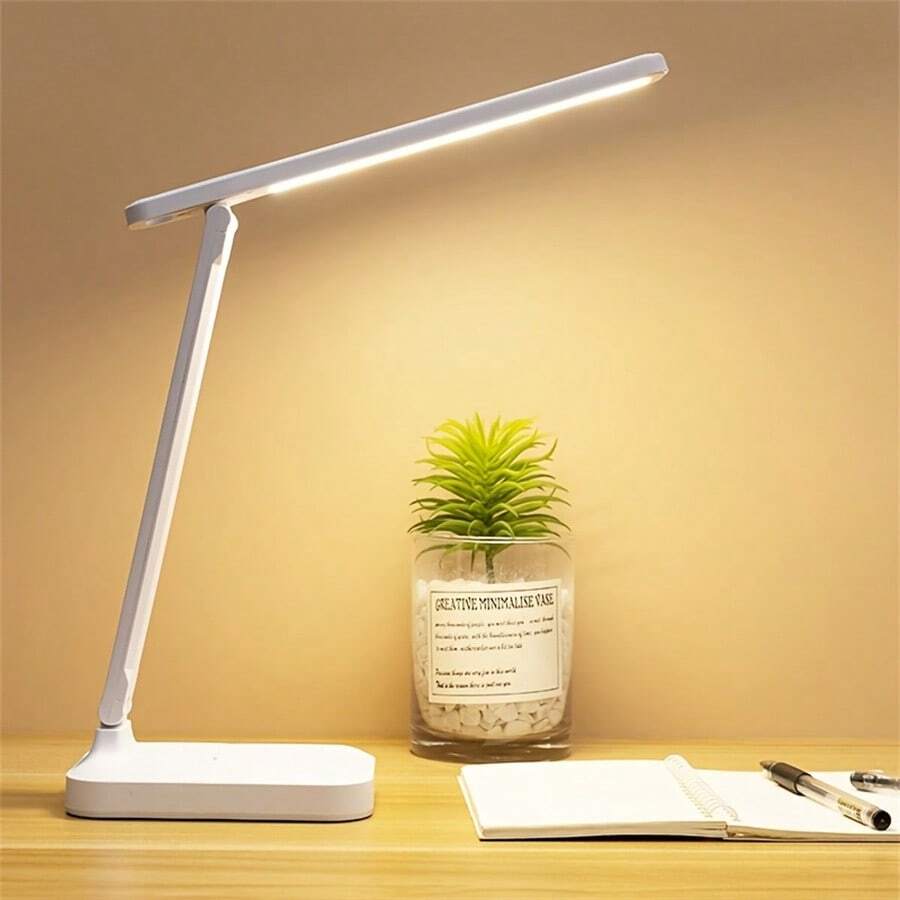 1pc Stand Light Eye Protection Touch Adjustable LED Lamp Student Dormitory Bedroom Reading USB Charging Stand Light Special Gift - White - View 1