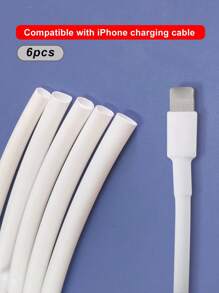 5pcs Data Cable Charging Cable Repair Heat Shrink Tube Protective Cover White 8cm Compatible With Apple Charging Cable Head - White - View 1