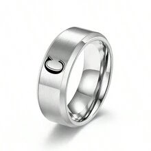 1pc Fashionable Men's 8mm Wide Stainless Steel Matte Finish Band Ring - Silver - View 3