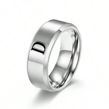 1pc Fashionable Men's 8mm Wide Stainless Steel Matte Finish Band Ring - Silver - View 4