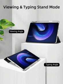 Ốp lưng có ngăn đựng bút tương thích với Pad 6 / Pad 6 Pro, Ốp lưng cứng trong suốt có thể gập ba thông minh, Ốp lưng bảo vệ mỏng tương thích với Mi Pad 5 / Pad 5 Pro 11" - Màu xanh lam - Xem 4