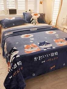 1 Manta Con Temática De Dibujos Animados De Flores Con Estampado Activo, Estilo Moderno, Terciopelo De Espesado, Suave Y Cómodo, Cálido Para Invierno, Adecuado Para El Hogar, El Dormitorio Y La Oficina - Multicolor - Ver 2
