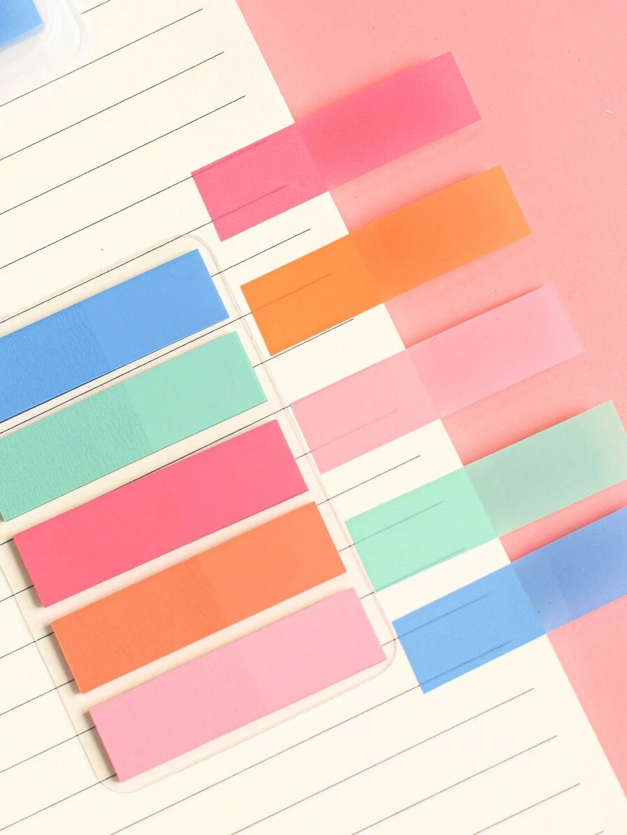 MOKA 100 页套装 5 色条纹标签贴纸、PET 便利贴、多色 N 次可重复使用便签