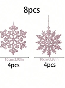 8 Stücke Weihnachten Glitzer Schneeflocken Dekoration, Silber/Gold/Rosa Kunststoff Schneeflocke für Weihnachtsbaumdekoration, 10,2 cm, kleine glänzende Schneeflocken Dekoration, für Winterwunderland Weihnachtsparty Dekoration
