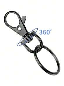 24入組旋轉龍頭鉤及鑰匙環,適用於鑰匙、珠寶、diy工藝(含12個繩索端鉤和12個鑰匙扣) - 槍黑色 - 查看 4