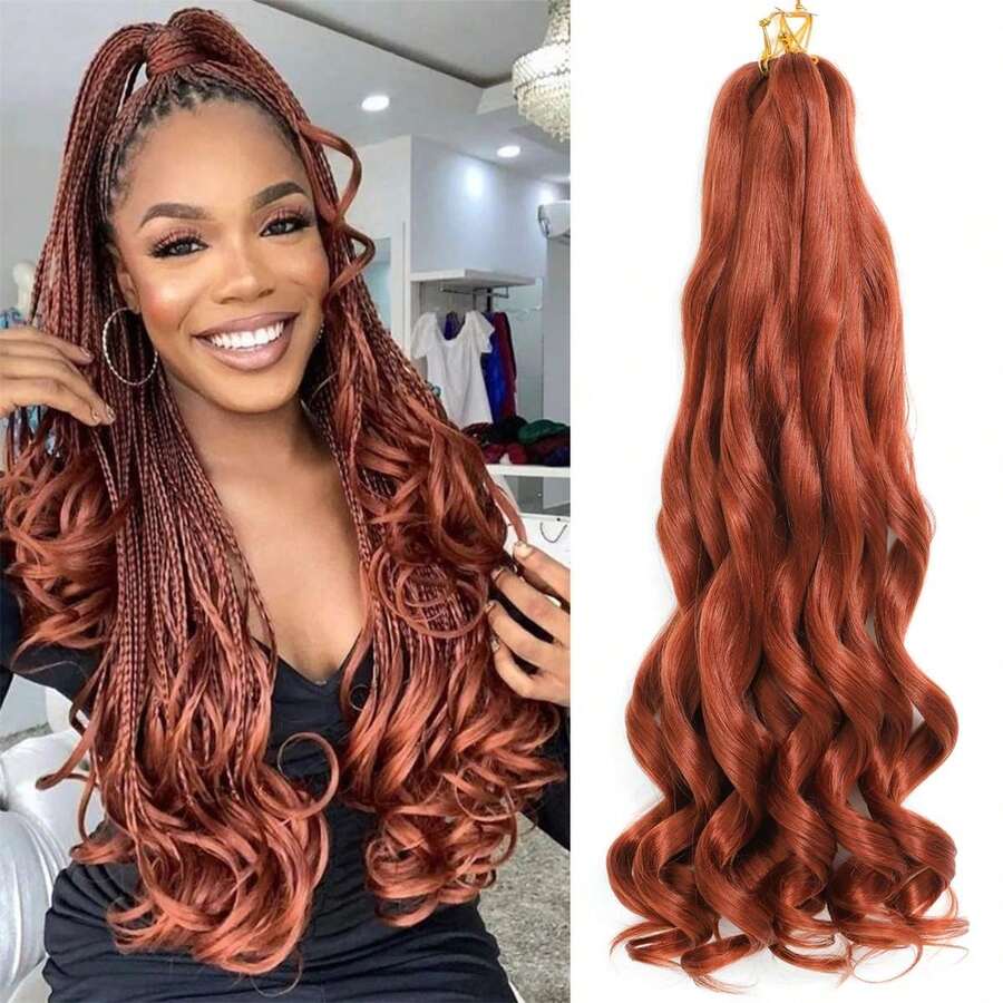 DZfirst 22inch trái cam Sợi tổng hợp Lỏng lẻo Dợn sóng Bím tóc Gia hạn Móc sự thêu Tóc Xoắn ốc Quăn Tiếng Pháp Xoắn mảnh tóc Đối với Của phụ nữ Mỗi ngày ( 1 gói )