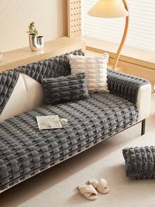 1入組剪裁成花形的3d兔毛沙發墊,冬季保暖沙發套,防塵和防刮沙發套 - 深灰色 - 查看 5