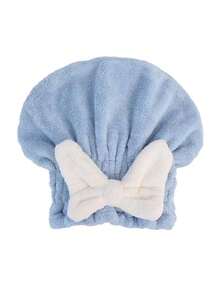 1入組帶蝴蝶結的頭部吸水毛巾、浴帽、頭巾,適用於捲髮長髮和濕髮,適合女性用作禮物