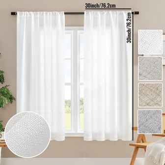 TEXSTEAD 2 szt./zestaw , Len Teksturowane Półprzezroczysty Zasłony Pręt Kieszeń Okno Leczenie , Lekki Filtrowanie Prywatność Zasłony Gospodarstwo Zasłony Dla Salon Sypialnia Dom Dekoracje