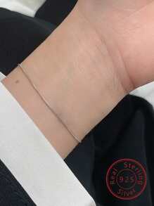 FOREVER QUEEN 925純銀蛇骨鏈手鍊,可調節,無銳金屬,適合女性 - 銀色 - 查看 11