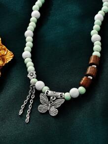 1條復古時尚的波西米亞風格蝴蝶&花卉串珠手鍊,個性化及有創意的設計,適合女士日常佩戴,派對,節日禮物,珠寶飾品