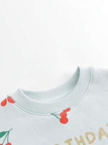 Robe Sweat-shirt à col rond doublée de molleton imprimée tout-sur-tout, style mignon et amusant pour jeunes filles, pour l'automne