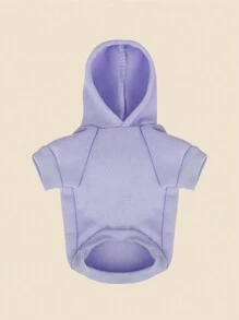 1pc Purple Solid Color Polyester Sweatshirt Suitable For Indoor And Outdoor Wear For Small Cats And Dogs - Purple - View 8