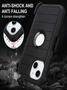 Grade Heavy Duty Full Body Shockproof/dustproof/drop Proof Protective Case Compatible With Apple, With Pu Strap - Black - View 5