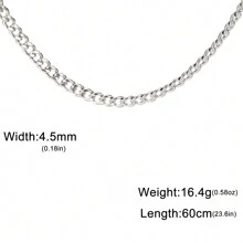 1pc Unisex Stainless Steel Plain Chain, 3mm~10mm Wide, Punk Minimalist Jewelry Accessories - Style a - View 17
