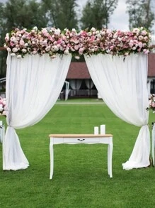 1件150*215厘米白色婚礼拱门帘，雪纺面料，适用于婚礼拱门、婚礼仪式、婚宴装饰，轻盈透气，可用于婚礼装饰、婚礼用品、婚礼回礼、情人节礼物等。 - 白色 - 查看 2