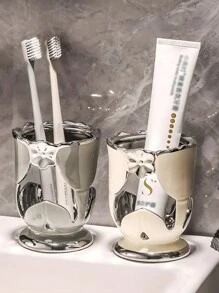 One Unique Style Ceramic Toothbrush Holder, Suitable For Home And Hotel Use - Grey - View 3