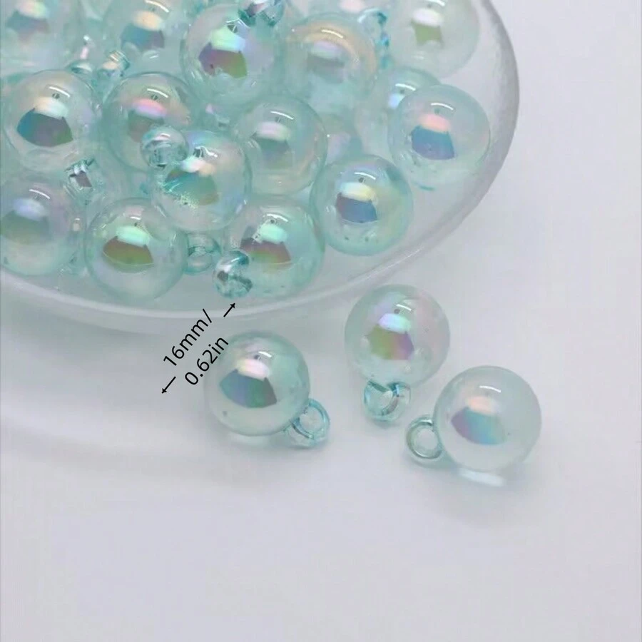 20入組/包16mm直徑uv發光珠,帶有掛孔,適用於製作diy珠寶、手機掛飾、包飾、鑰匙扣、汽車掛件等