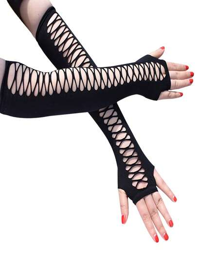 arm length fingerless gloves