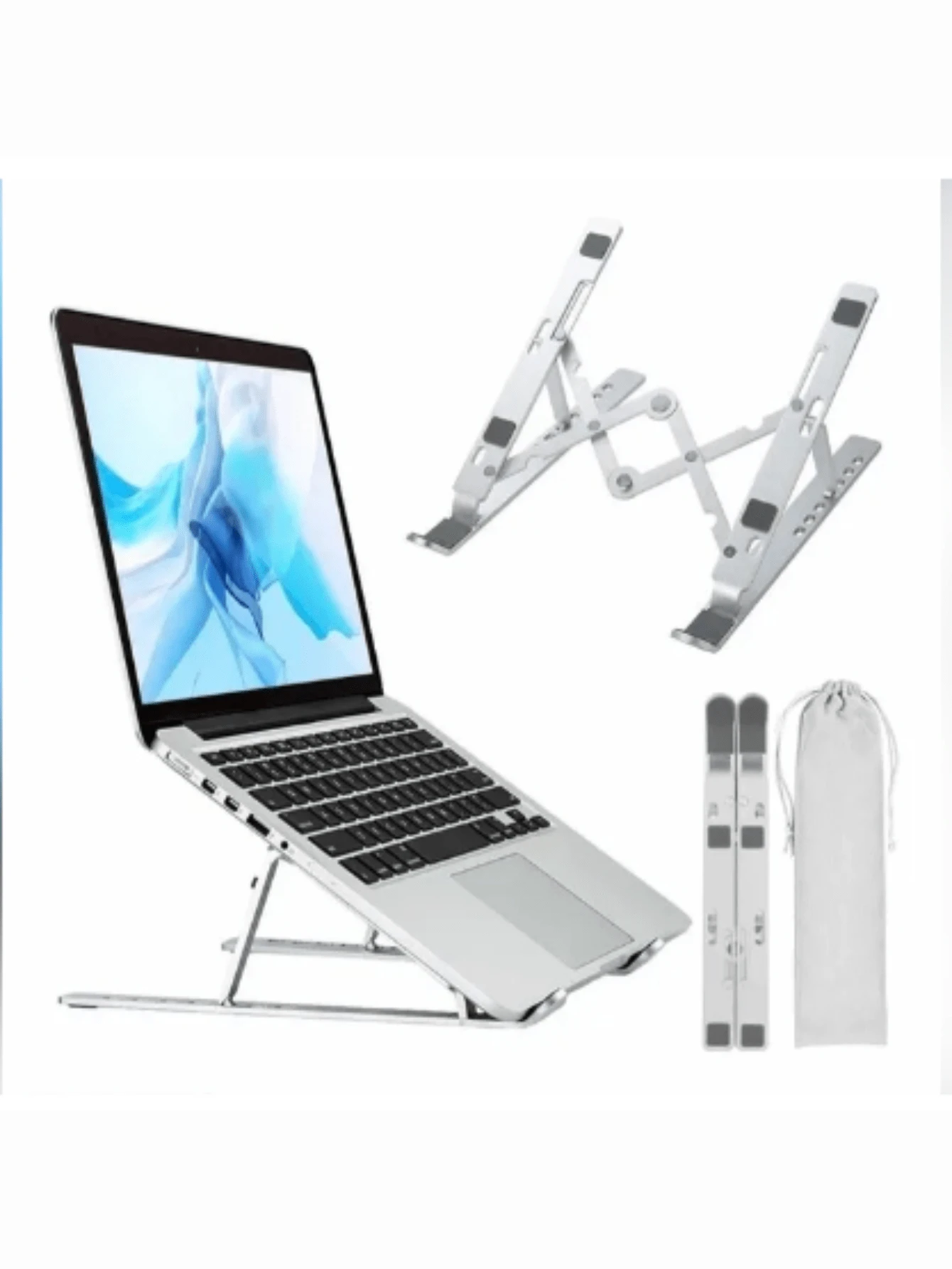 Suporte para Notebook Ajustável em Alumínio Compacto Dobrável Envio Imediato - Cinza - Visão 1