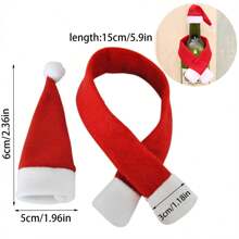 2pcs Christmas Themed Red Wine Bottle Covers - Red - View 2