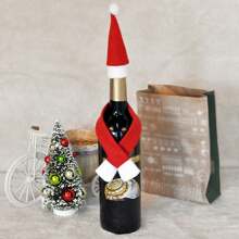 2pcs Christmas Themed Red Wine Bottle Covers - Red - View 4