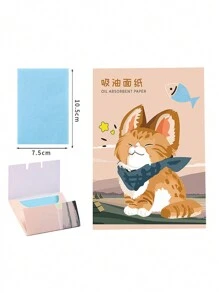 100 Sheets Oil Absorbing Tissues, Easy Take Out Design Top Oil Blotting Paper Suitable For Everyday Use And Travel Face Cleaning Tool - Brown - View 4