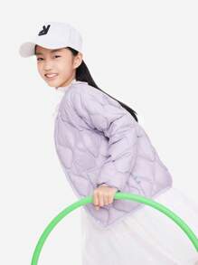 Annil 冬季纯色单排扣休闲短款棉衣 - 紫色 - 查看 3