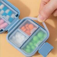 1pc Portable Mini Pill Box With Three Compartments For Morning, Noon And Night, Small Waterproof Medicine Container Pocket Pill Case - Blue - View 6