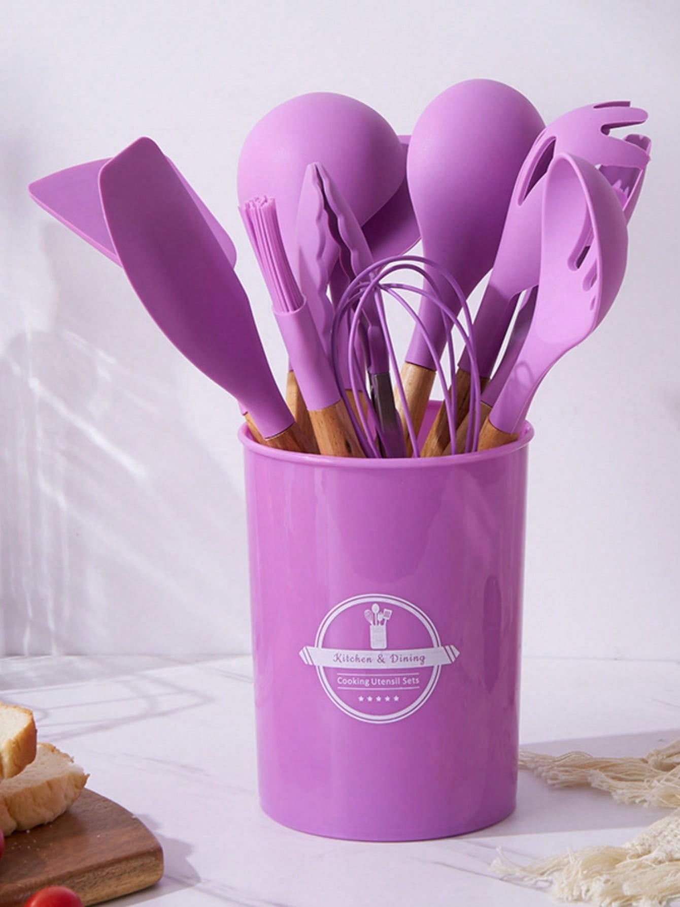 1set of 12piece/ 3pcs/1pcSilicone Cooking Utensil Set,Wood Handle Non