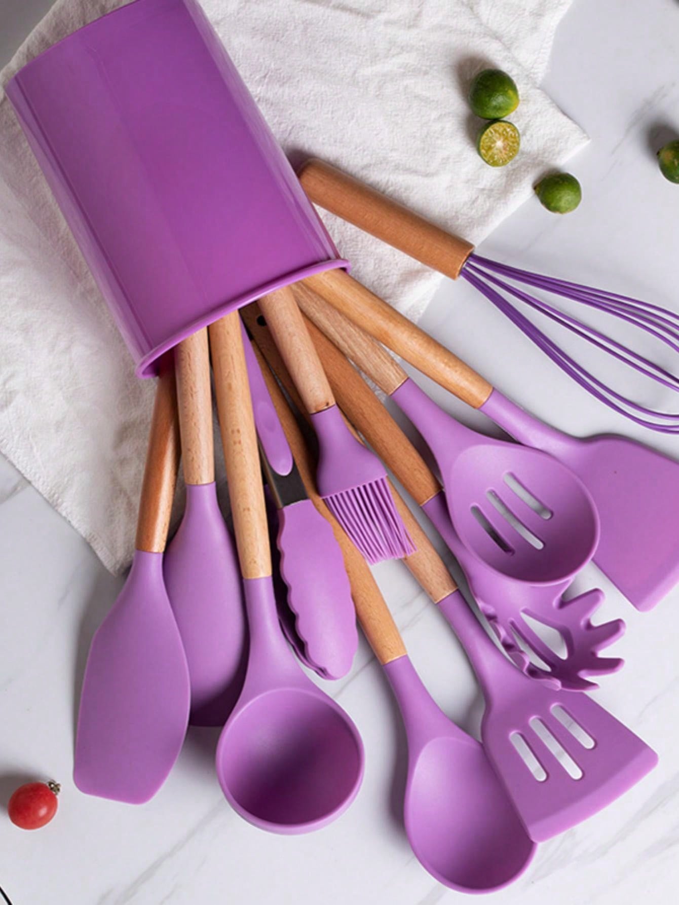 1set of 12piece/ 3pcs/1pcSilicone Cooking Utensil Set,Wood Handle Non