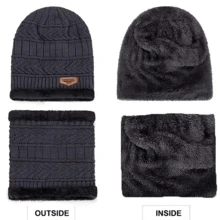 Warm Hat & Scarf Set - Dark Grey - View 6