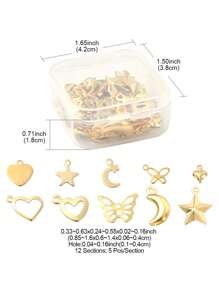 60个12款不锈钢吊坠，混合形状，金色 - 金黃色 - 查看 5