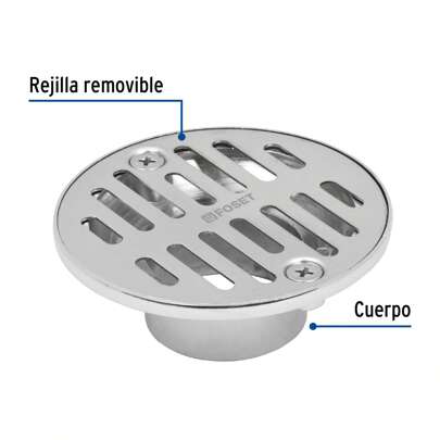 Resumidero 3-1/2" redondo metálico, Foset