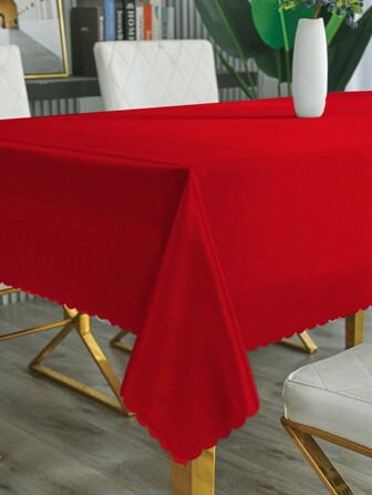 1 Mantel De Mesa, Cubierta De Muebles Para Mesa De Conferencia, Mesa De Comedor Y Escritorio De Color Sólido Rojo. Mantel De Tela Rectangular Simple Y Moderno Para Picnic Y Colocación De Mesa