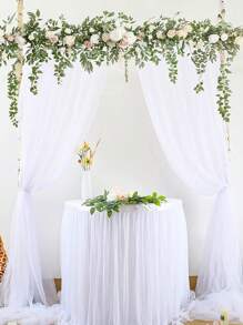 1件150*215厘米白色婚礼拱门帘，雪纺面料，适用于婚礼拱门、婚礼仪式、婚宴装饰，轻盈透气，可用于婚礼装饰、婚礼用品、婚礼回礼、情人节礼物等。 - 白色 - 查看 3