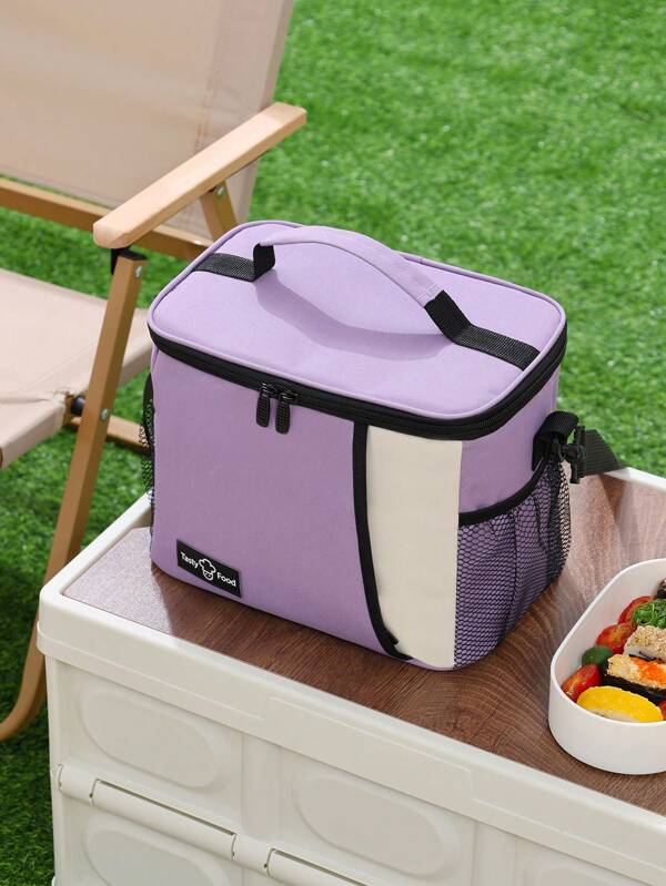 1 Stück Mehrfarbige isolierte Lunch-Tasche für Frauen/Männer - wiederverwendbare Lunch-Box für Büro, Arbeit, Schule, Picknick, Strand - auslaufsichere, gefrierfähige Kühltasche mit verstellbarem Schultergurt für große Kapazität, Multifunktions-Farbblockbeutel, Zweifarbiger Beutel, Lunch-Box-Beutel für Lunch-Container für Picknick, Arbeit, Büro, Reisen, Camping, Urlaub, Schule, Strand für Männer, Frauen, Studenten, Arbeitnehmer