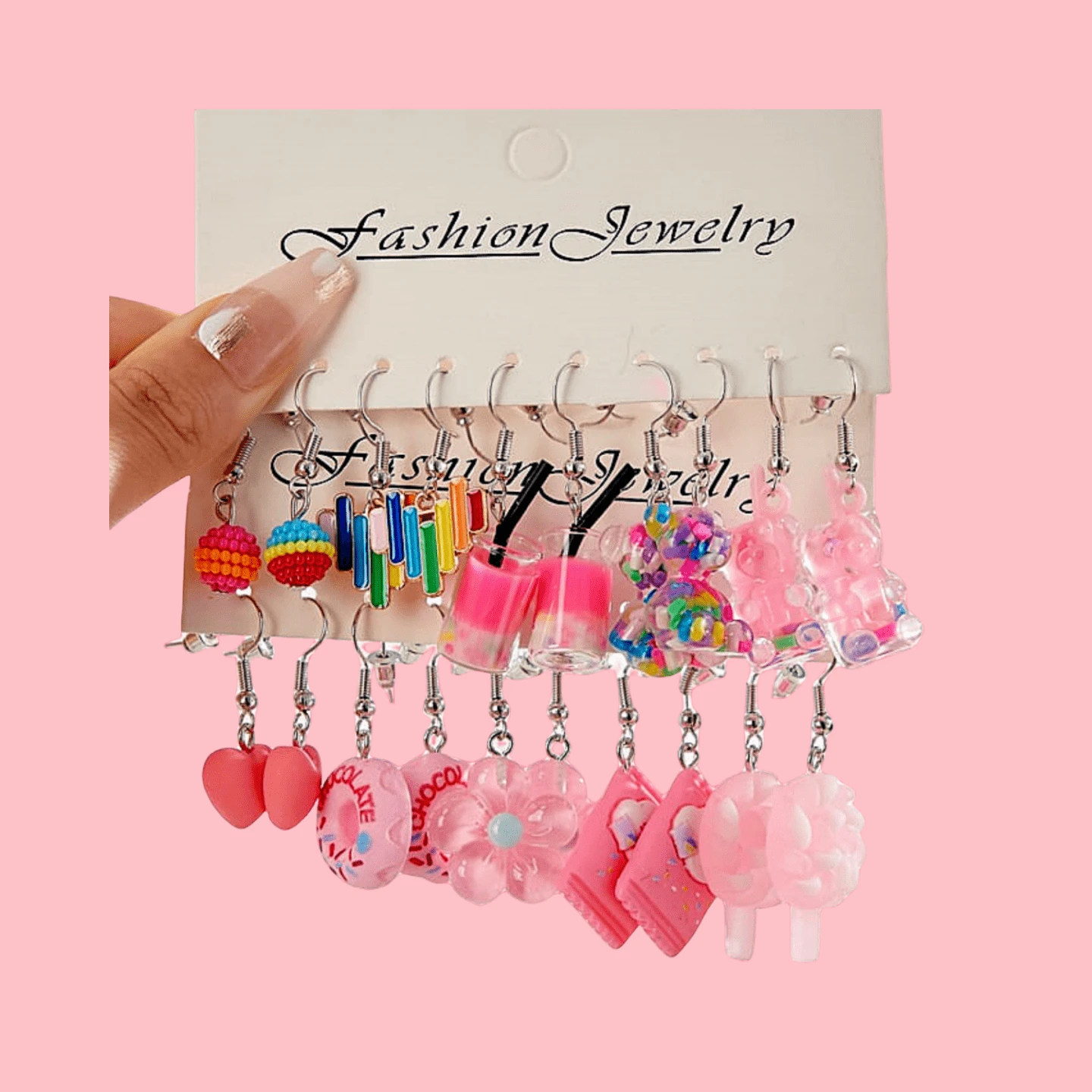 10pairs New Bear & Heart Shaped & Resin & Colorful & Sweet Donut