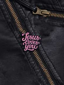 1個創意搪瓷愛你胸針,卡通徽章別針,裝飾衣服、背包,時尚飾品,男女適合日常穿著