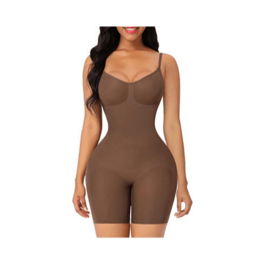 Seamless Brown Shapewear Bodysuit For Women, Compression, Tummy Control