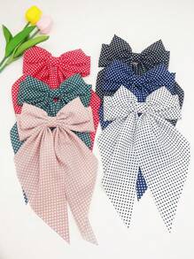 6入組女士多彩圓點蝴蝶結發帶，配飾緞帶流蘇，日常穿搭可愛理想之選 - 彩色 - 查看 2
