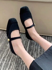 Giày bệt Mary Jane kiểu retro mới cho nữ, giày bệt quai mảnh tối giản, mềm mại, thanh lịch cho mùa xuân/hè. - màu đen - Xem 6
