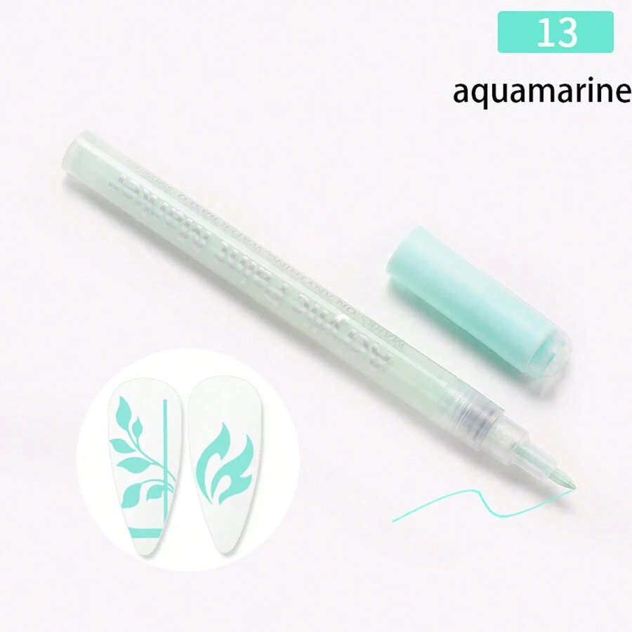 1支不需烤的指甲加強筆,塗鴉、壓克力筆芯、手繪點線、花朵線條、diy指甲黑白水彩筆