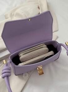 Fashionable Solid Color Vintage Baguette Design Minimalist Armpit Shoulder Bag For Women Valentines , Purple - Purple - View 7