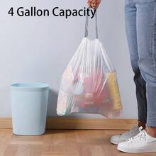 75pcs Drawstring Compostable Trash Bags, 4 Gallon Garbage Bags For Home Kitchen And Bathroom, And Unscented, White - White bag & blue drawstring - View 5